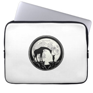 Vintage Giraffe and Child Moon Silhouette Shirt_1 Laptop Sleeve