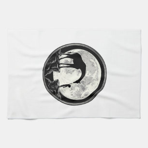 Vintage Giraffe and Child Moon Silhouette Shirt_1 Tea Towel