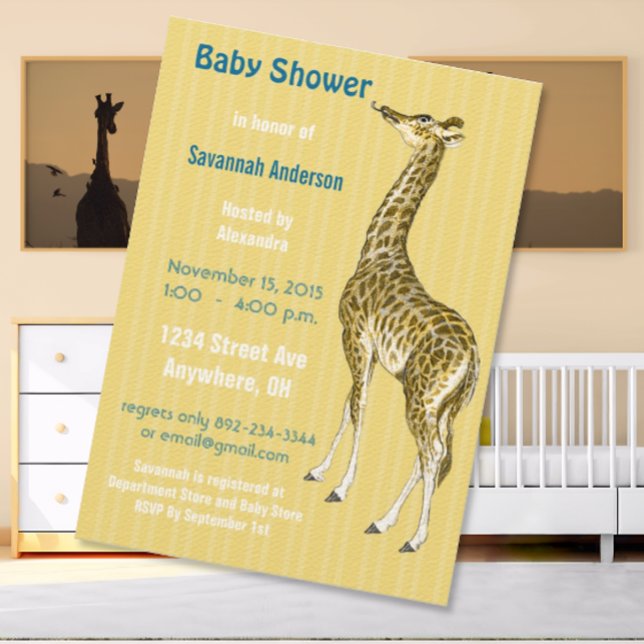 Vintage Giraffe Baby Boy Shower Invitations (Creator Uploaded)