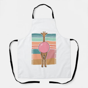 Vintage Giraffe Bubblegum Engraving Shirt Design_1 Apron