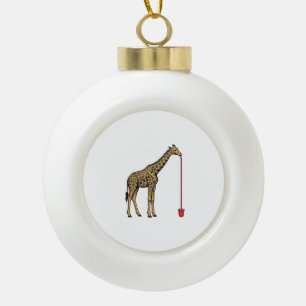 Vintage Giraffe Drinking Straw Vector Design_1 Ceramic Ball Christmas Ornament