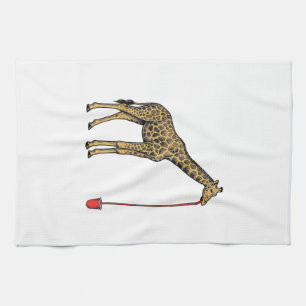 Vintage Giraffe Drinking Straw Vector Design_1 Tea Towel