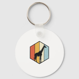 Vintage Giraffe Geometric Safari Vector Shirt_1 Key Ring