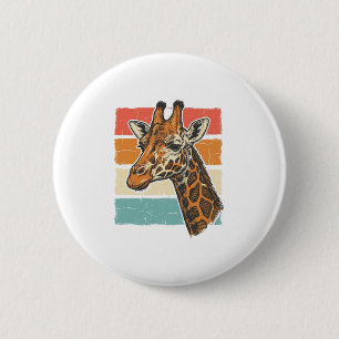 Vintage Giraffe Head Retro Sunset Vector Design_1 6 Cm Round Badge