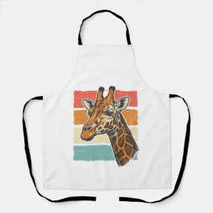Vintage Giraffe Head Retro Sunset Vector Design_1 Apron
