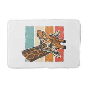 Vintage Giraffe Head Retro Sunset Vector Design_1 Bath Mat