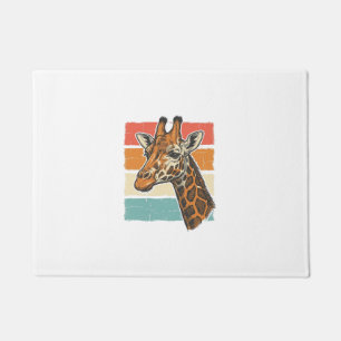 Vintage Giraffe Head Retro Sunset Vector Design_1 Doormat