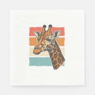 Vintage Giraffe Head Retro Sunset Vector Design_1 Napkin