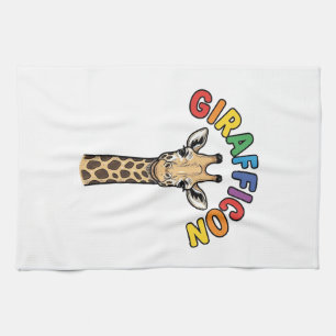 Vintage Giraffe Icon Cute Animal Shirt Design_1 Tea Towel