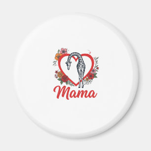 Vintage Giraffe Mama Floral Heart Shirt Design_1 Magnet