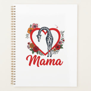 Vintage Giraffe Mama Floral Heart Shirt Design_1 Planner