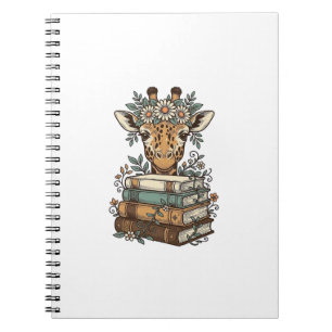 Vintage Giraffe Reading Books Floral Shirt Design_