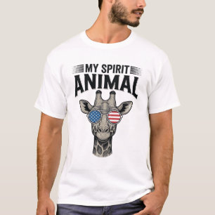 Vintage Giraffe Spirit Animal Patriotic Shirt Desi