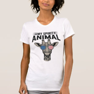 Vintage Giraffe Spirit Animal Patriotic Shirt Desi