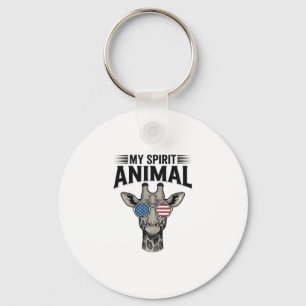 Vintage Giraffe Spirit Animal Patriotic Shirt Desi Key Ring
