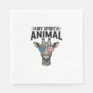 Vintage Giraffe Spirit Animal Patriotic Shirt Desi Napkin
