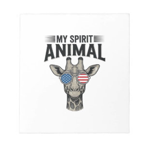 Vintage Giraffe Spirit Animal Patriotic Shirt Desi Notepad
