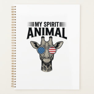 Vintage Giraffe Spirit Animal Patriotic Shirt Desi Planner