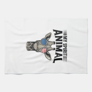 Vintage Giraffe Spirit Animal Patriotic Shirt Desi Tea Towel
