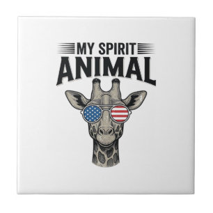 Vintage Giraffe Spirit Animal Patriotic Shirt Desi Tile