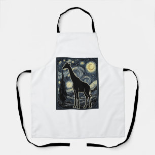 Vintage Giraffe Starry Night Engraving Shirt_1 Apron