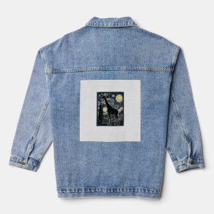 Vintage Giraffe Starry Night Engraving Shirt_1 Denim Jacket