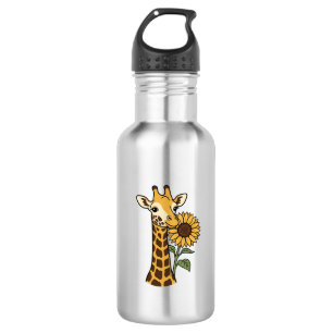 Vintage Giraffe Sunflower Vector Design_1 532 Ml Water Bottle