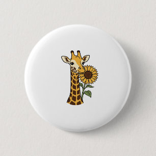 Vintage Giraffe Sunflower Vector Design_1 6 Cm Round Badge