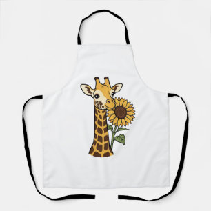 Vintage Giraffe Sunflower Vector Design_1 Apron