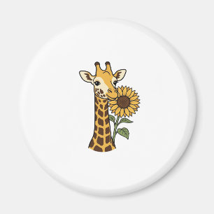 Vintage Giraffe Sunflower Vector Design_1 Magnet