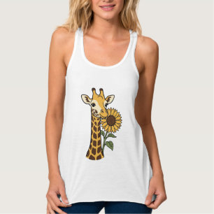 Vintage Giraffe Sunflower Vector Design_1 Singlet