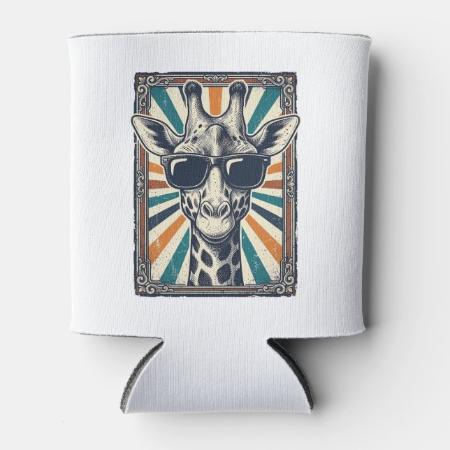 Vintage Giraffe Sunglasses Can Cooler (Front)