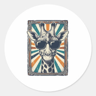 Vintage Giraffe Sunglasses Classic Round Sticker