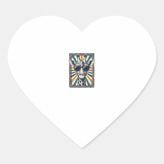 Vintage Giraffe Sunglasses Heart Sticker (Front)