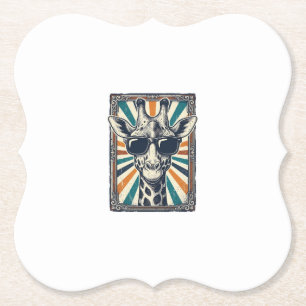 Vintage Giraffe Sunglasses Paper Coaster