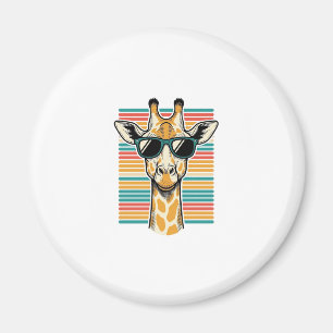 Vintage Giraffe Sunglasses Retro Stripe Vector Des Magnet