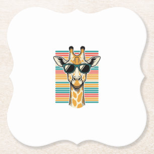 Vintage Giraffe Sunglasses Retro Stripe Vector Des Paper Coaster
