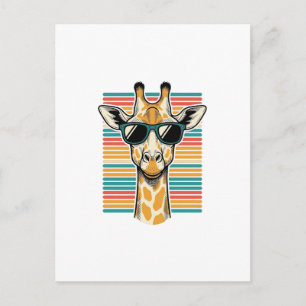 Vintage Giraffe Sunglasses Retro Stripe Vector Des Postcard