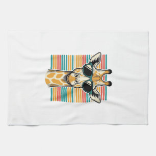 Vintage Giraffe Sunglasses Retro Stripe Vector Des Tea Towel