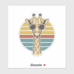Vintage Giraffe Sunglasses Retro Sunset Vector Des