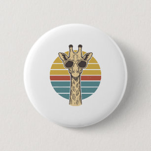 Vintage Giraffe Sunglasses Retro Sunset Vector Des 6 Cm Round Badge