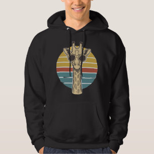 Vintage Giraffe Sunglasses Retro Sunset Vector Des Hoodie