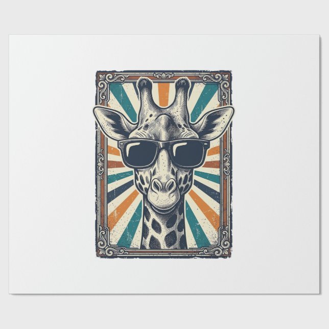 Vintage Giraffe Sunglasses Wrapping Paper (Flat)