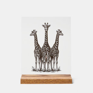 Vintage Giraffe Sunset Engraving Safari Shirt_1 Acrylic Sign
