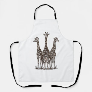 Vintage Giraffe Sunset Engraving Safari Shirt_1 Apron