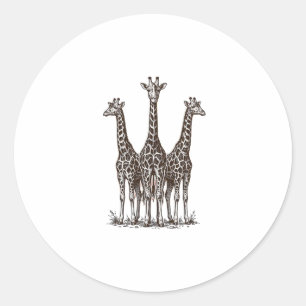 Vintage Giraffe Sunset Engraving Safari Shirt_1 Classic Round Sticker