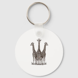 Vintage Giraffe Sunset Engraving Safari Shirt_1 Key Ring