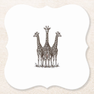 Vintage Giraffe Sunset Engraving Safari Shirt_1 Paper Coaster