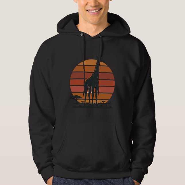 Vintage Giraffe Sunset Safari Vector Shirt Design_ (Front)