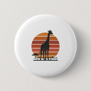Vintage Giraffe Sunset Safari Vector Shirt Design_ 6 Cm Round Badge